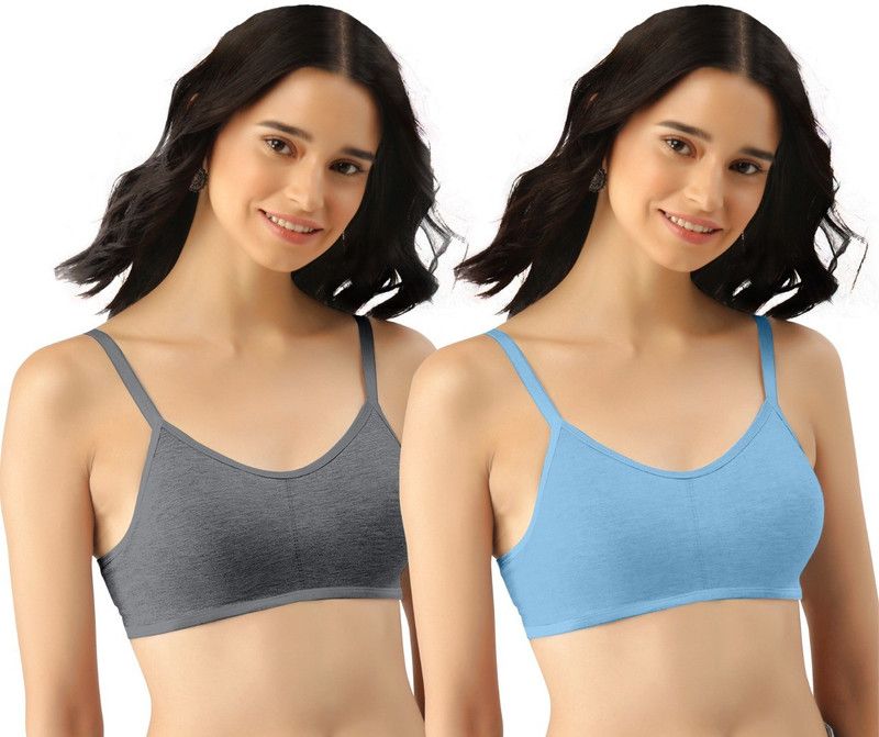 Pack of 2 Women Cami Bra Non Padded Bra  (Grey, Blue)