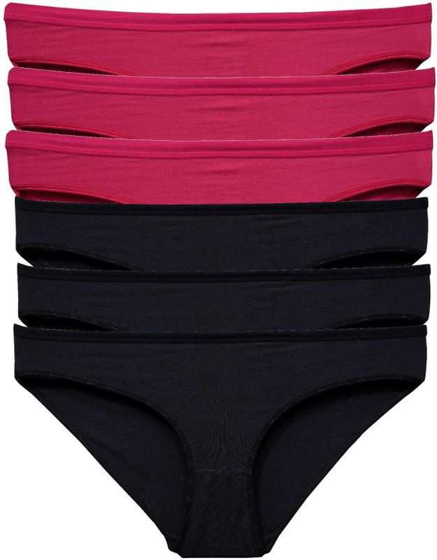 Pack of 6 Women Hipster Pink, Black Panty