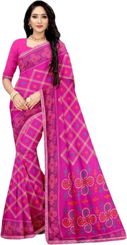 Printed Bhagalpuri Viscose Rayon Saree  (Pink)