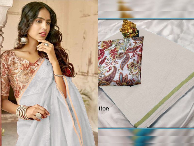 Solid Chanderi Cotton Silk Saree  (White)