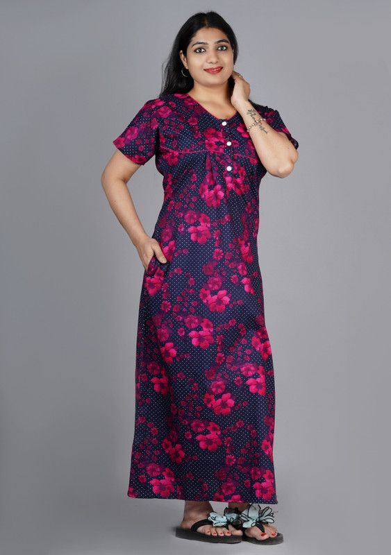 Women Maternity/Nursing Nighty  (Pink, Blue)