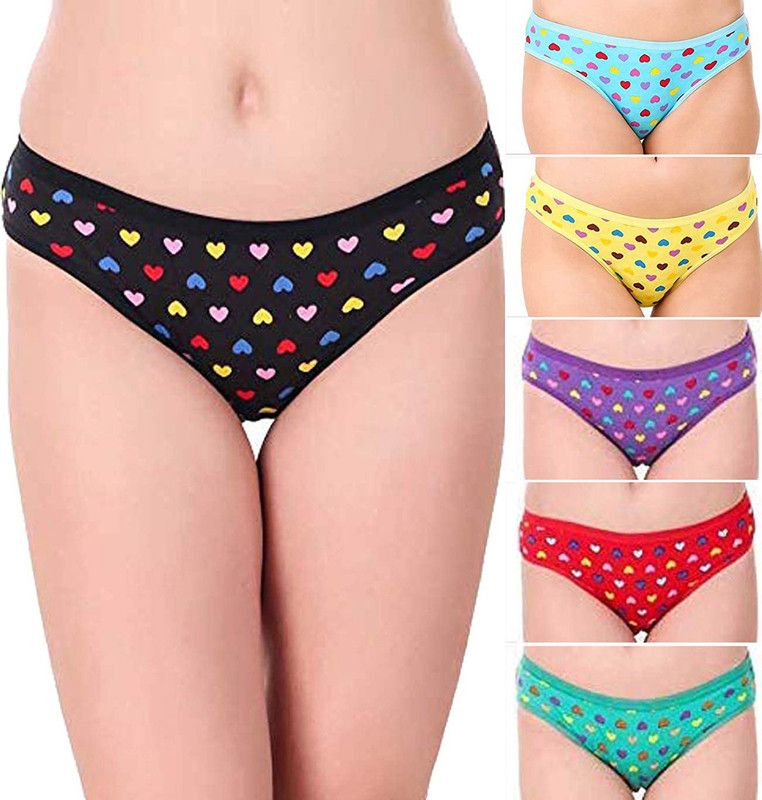 Pack of 6 Women Hipster Purple, Red, Blue, Yellow, Green, Black Panty