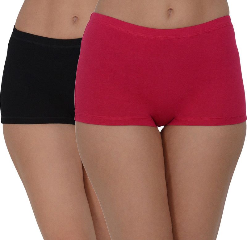 Pack of 2 Women Boy Short Maroon, Black Panty