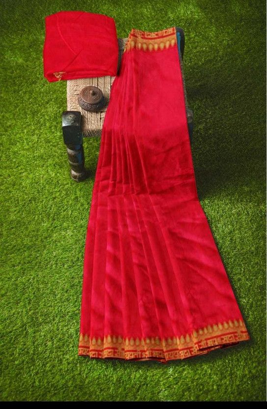Printed Bollywood Georgette, Chiffon Saree  (Orange)