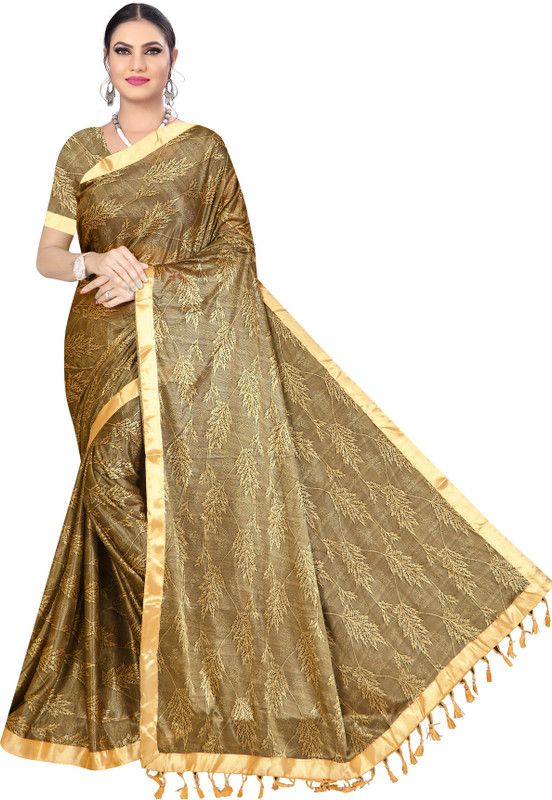Solid/Plain Bollywood Lycra Blend Saree  (Brown)