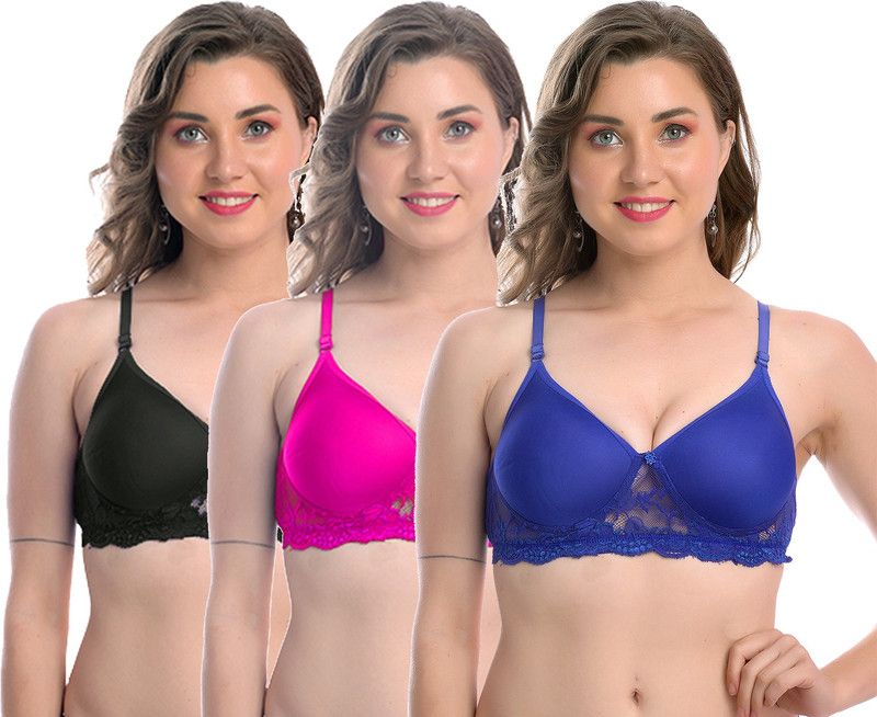 women's Padded Bra Combo, Pack of 3 Women Push-up Lightly Padded Bra  (Multicolor)
