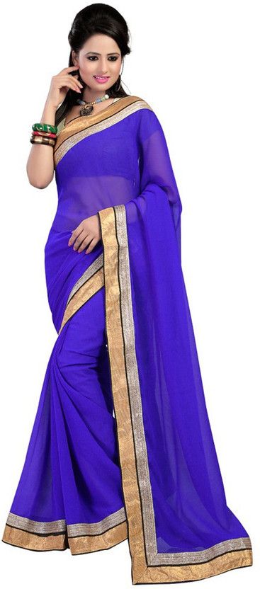 Self Design Bollywood Handloom Georgette Saree  (Blue)