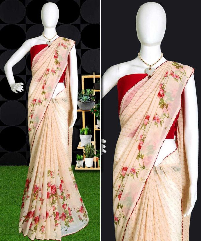 Printed Bollywood Georgette Saree  (Light Green)