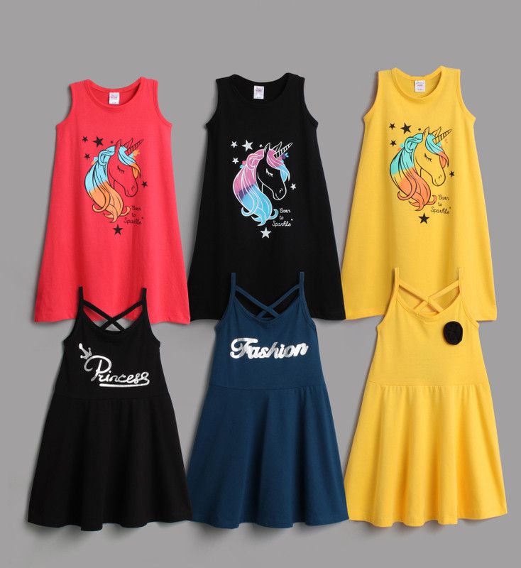 Girls Casual Dress Dress  (Multicolor)