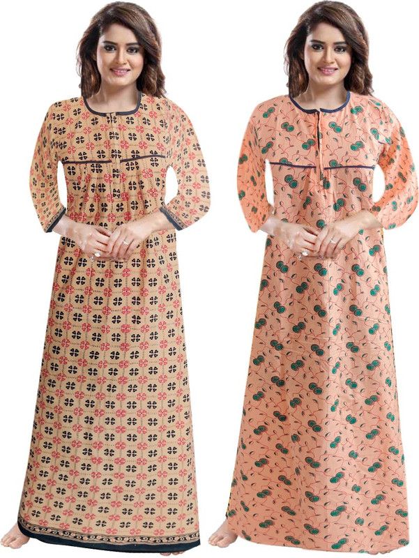 Pack of 2 Women Nighty Set  (Brown)