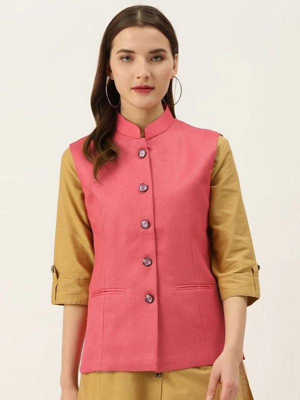 Women Self Design Nehru Jacket