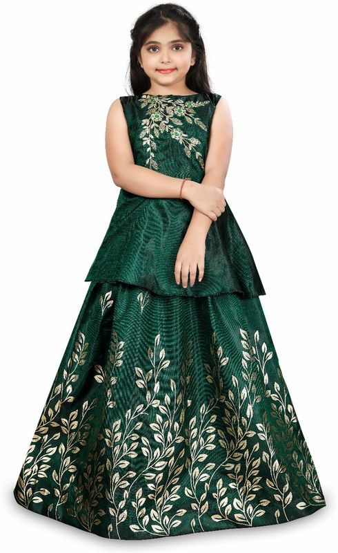 Printed Satin Stitched Anarkali Gown  (Green)