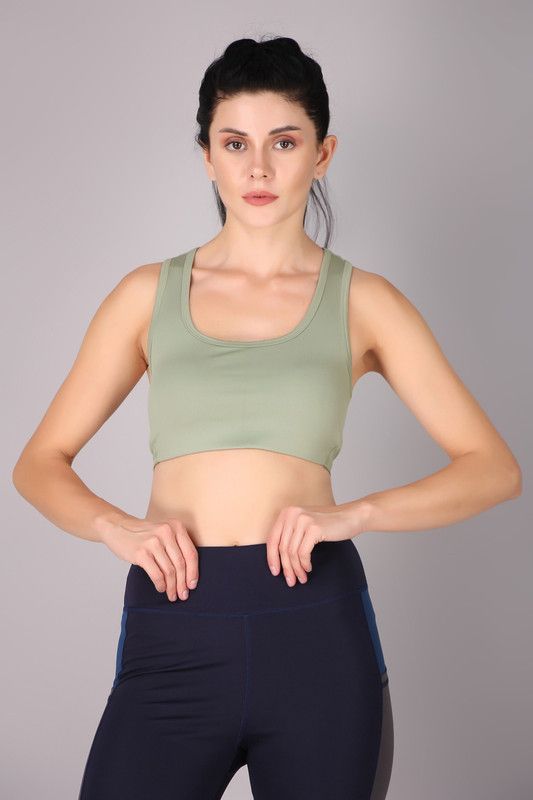 Women Sports Non Padded Bra  (Light Green)