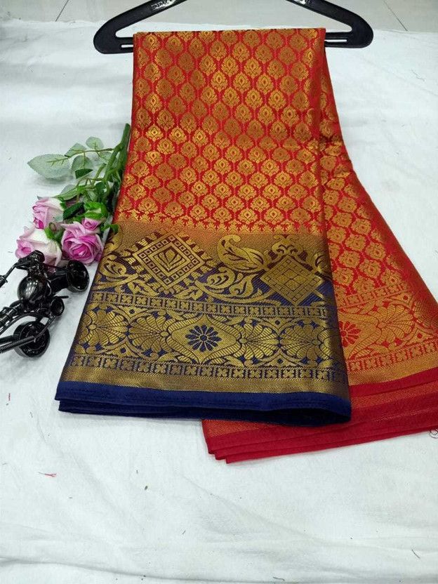Woven Kanjivaram Cotton Silk, Art Silk Saree  (Red)