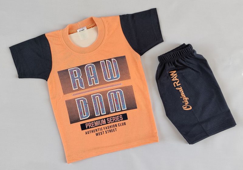 Boys & Girls Casual T-shirt Shorts  (Orange)