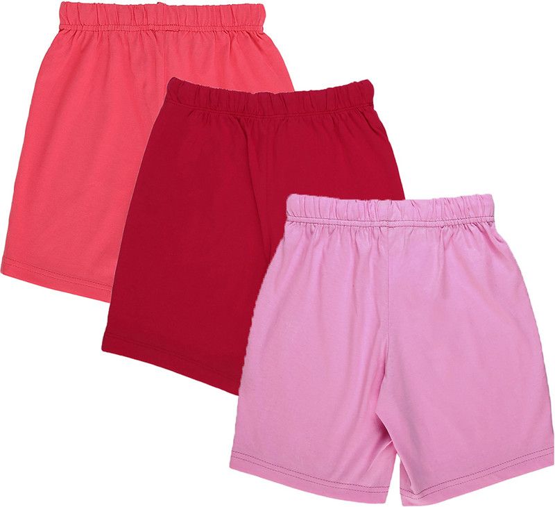 Short For Girls Casual Solid Cotton Jersey  (Pink, Pack of 3)