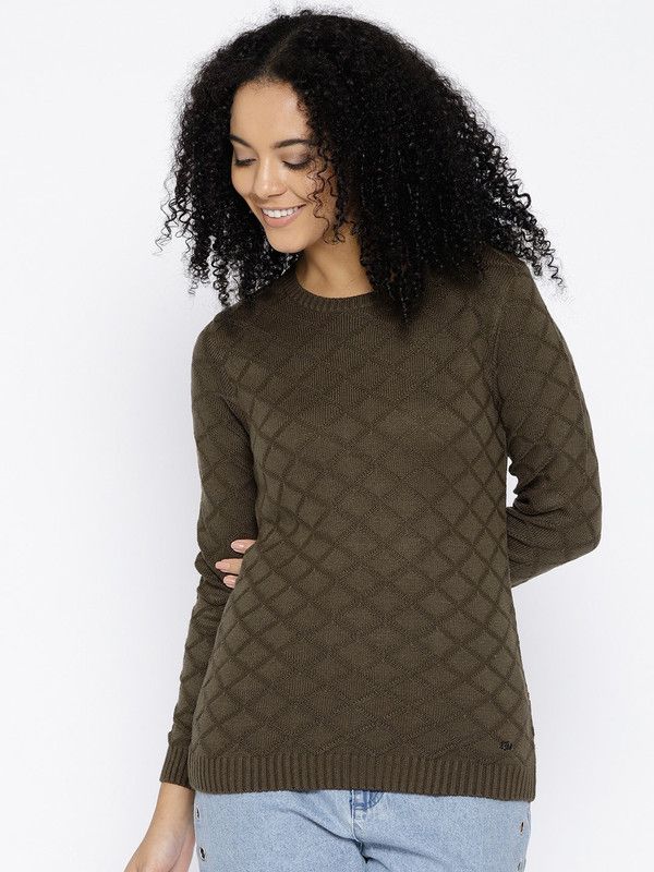 CAYMAN Round Neck Self Design Women Pullover