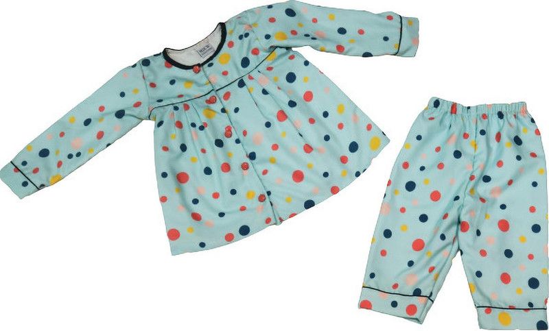 Girls Printed Crepe Kids Nightwear  (Light Blue Pack of 1)