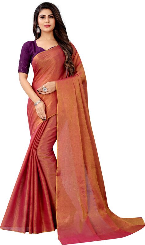 Self Design Bollywood Tissue Saree  (Pink)