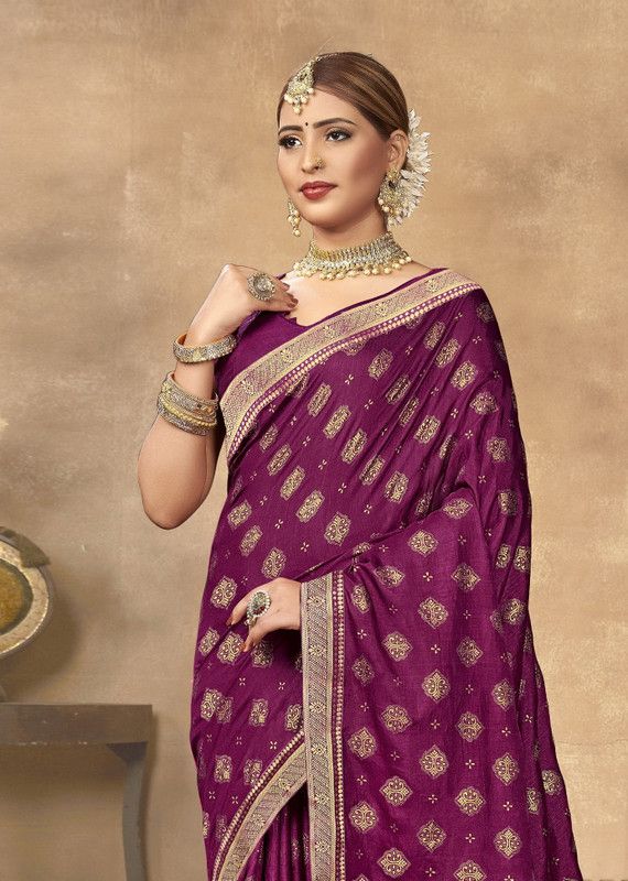 Embroidered Banarasi Pure Silk, Art Silk Saree  (Magenta)