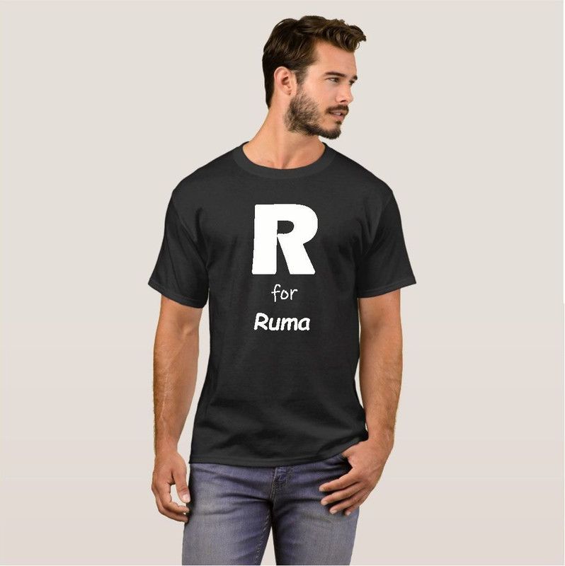 Ruma Alphabet Name College Stylish Fashion V15 Men Typography Round Neck Cotton Blend Black T-Shirt