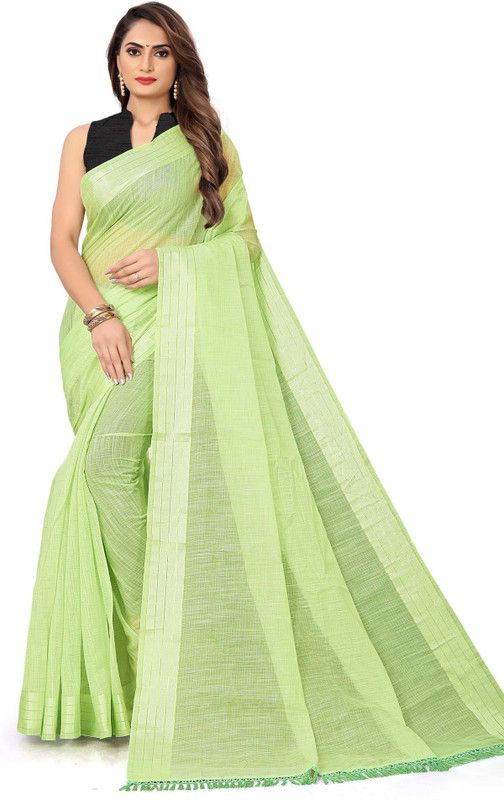Striped, Graphic Print, Floral Print, Solid/Plain Bollywood Georgette Saree  (Green)