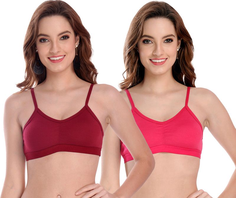 Pack of 2 Women Minimizer Non Padded Bra  (Maroon, Pink)
