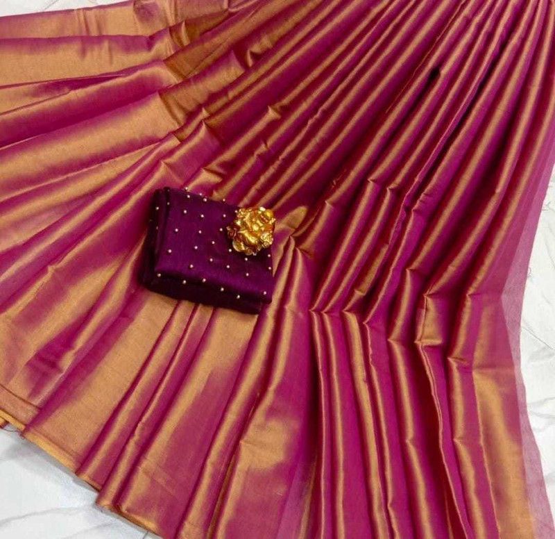 Plain Bollywood Art Silk Saree  (Pink)