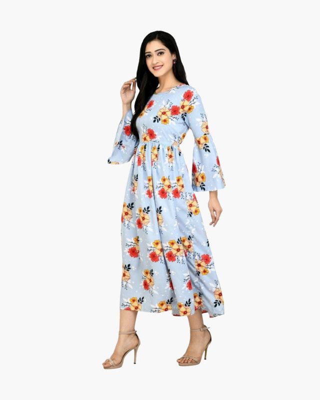 Floral Print Pure Cotton Stitched Anarkali Gown  (Yellow, Multicolor)