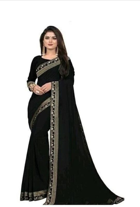 Temple Border Bollywood Cotton Jute Saree  (Black)