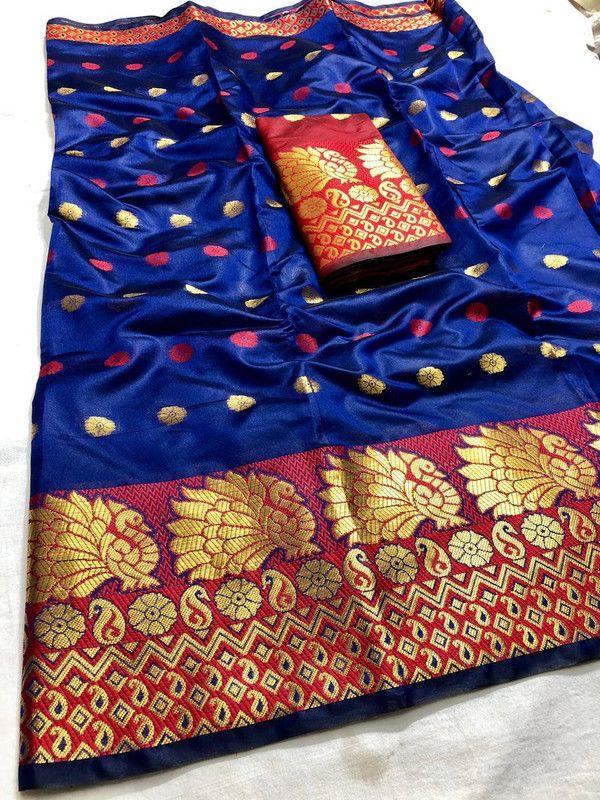 Self Design Kanjivaram Cotton Silk, Jacquard Saree  (Multicolor)