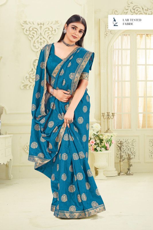 Printed Bollywood Art Silk Saree  (Dark Green)