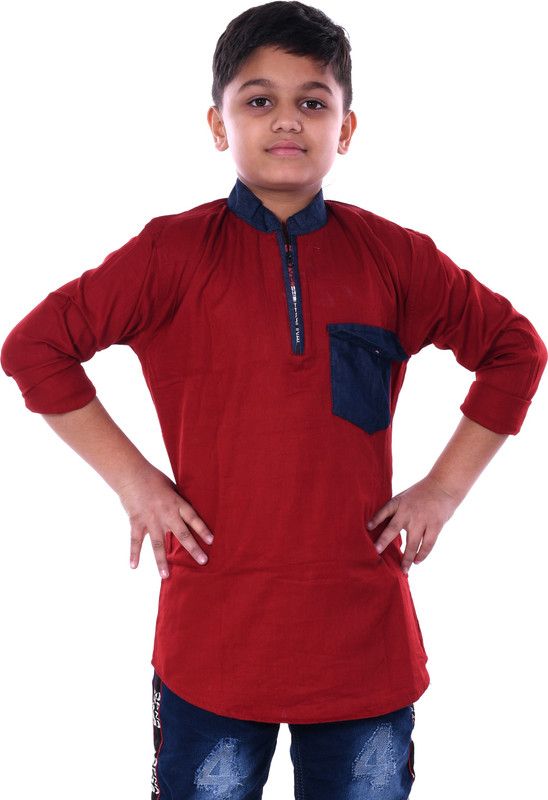 Boys Regular Fit Solid Casual Shirt