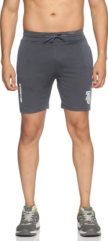 Solid Men Grey Sports Shorts