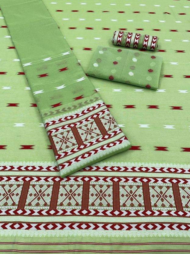 Self Design Mekhela Chador Cotton Blend Saree  (Multicolor)