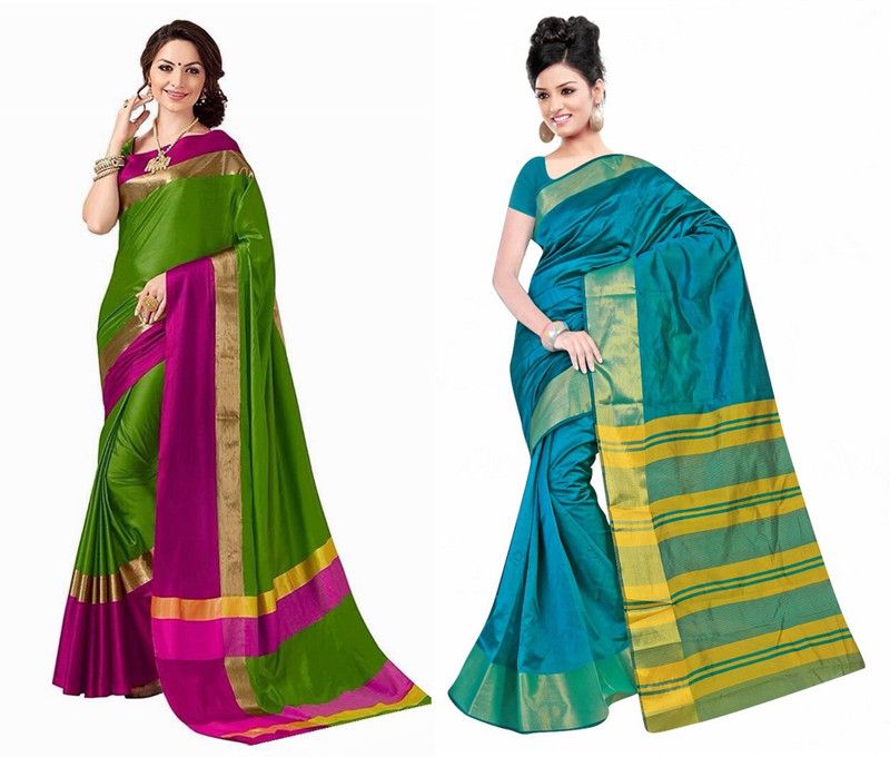 Self Design Bhagalpuri Pure Silk Saree  (Pack of 2, Multicolor)