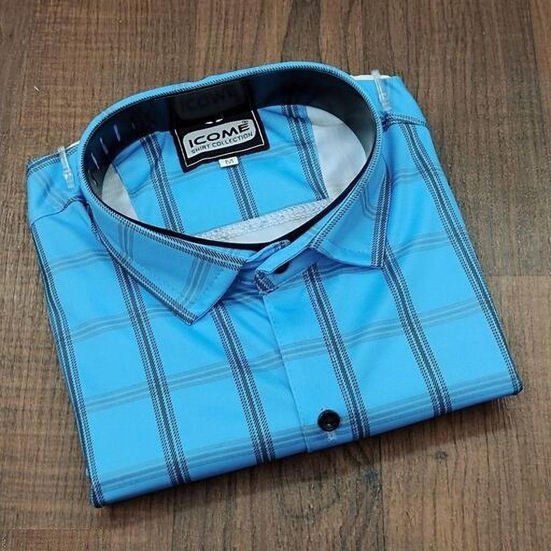 Men Regular Fit Checkered Ruffle Collar Casual Shirt