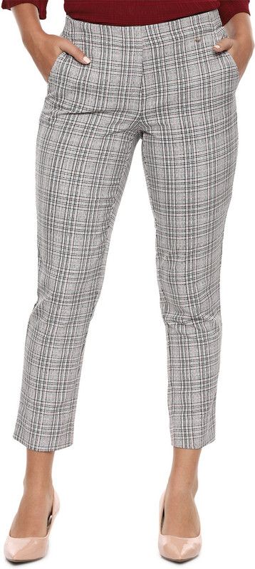 Women Tapered White Viscose Rayon Trousers