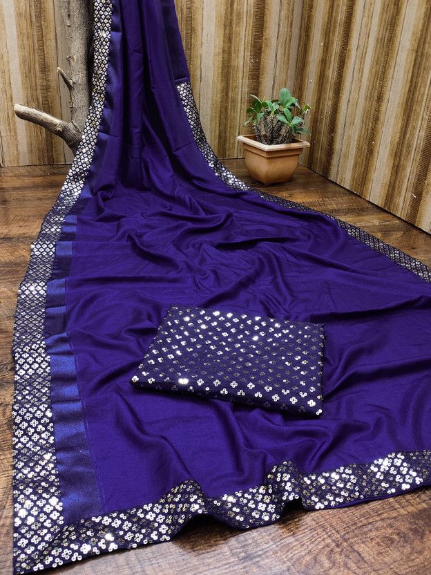 Embroidered Daily Wear Cotton Silk Saree  (Blue)