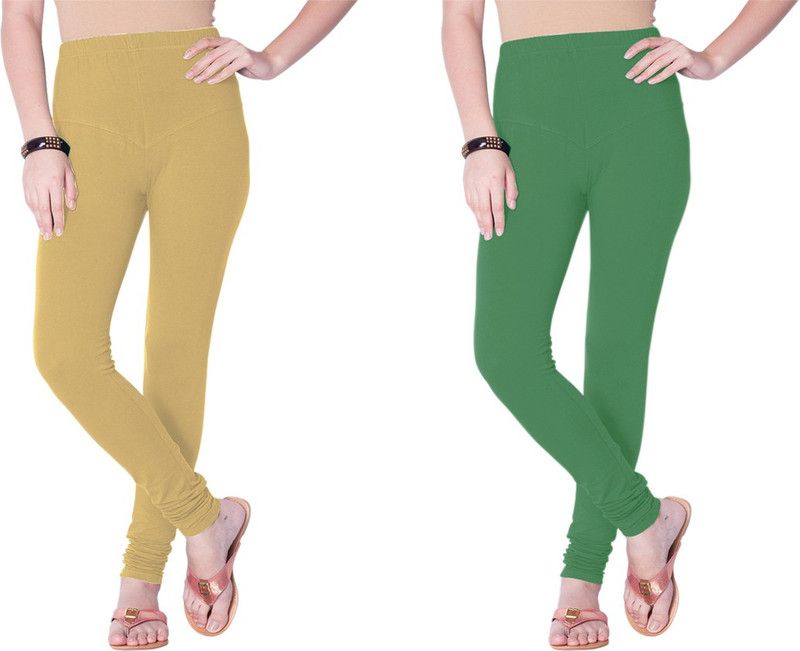 YIGIT Churidar Western Wear Legging  (Beige, Green, Solid)