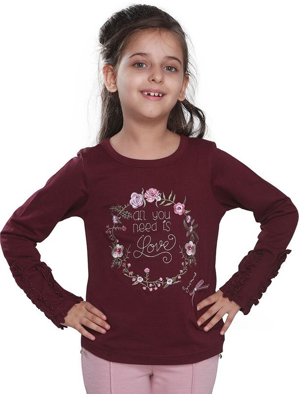 Baby Girls Casual Cotton Blend Full Sleeve Top  (Maroon, Pack of 1)