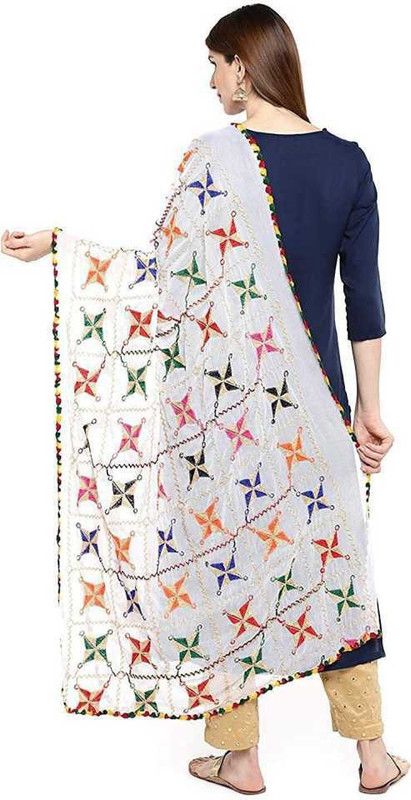 Chiffon Printed White Women Dupatta