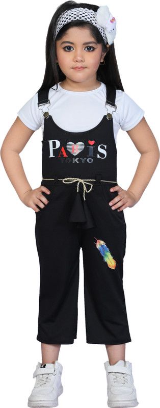 Girls Below Knee Party Dress  (Black, Short Sleeve)