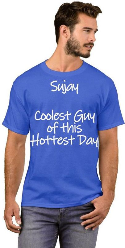 Sujay Coolest Guy 43 Men Printed Round Neck Cotton Blend White, Blue T-Shirt