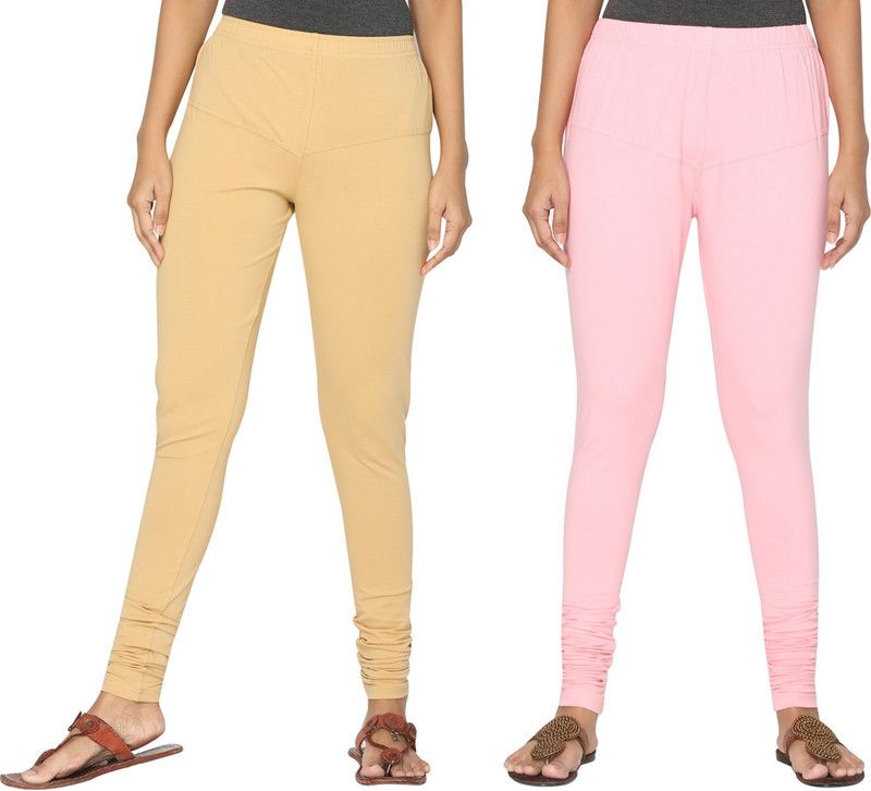 TSG Bliss Churidar Western Wear Legging  (Beige, Pink, Solid)