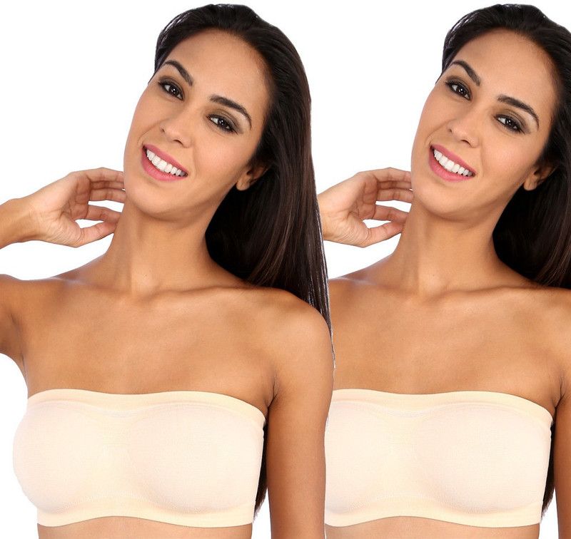 Pack of 2 Women Bandeau/Tube Lightly Padded Bra  (Beige)