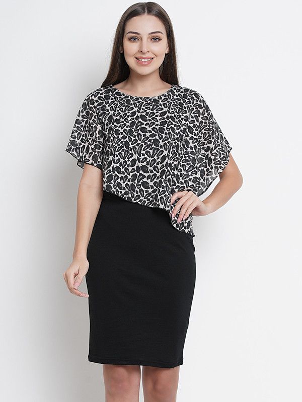 Women Sheath Black Dress With Mask