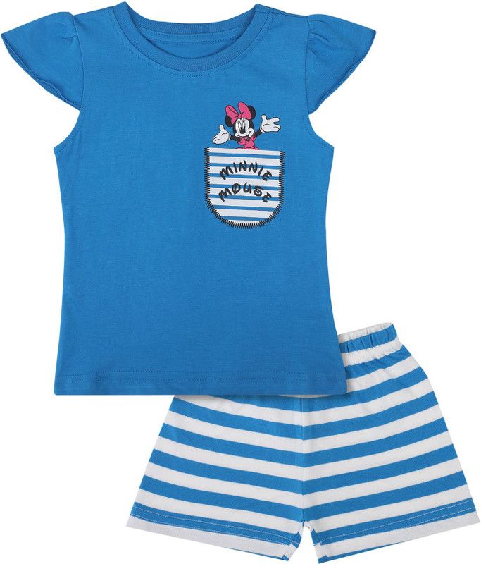 Girls Minnie Casual T-shirt Shorts  (Multicolor)