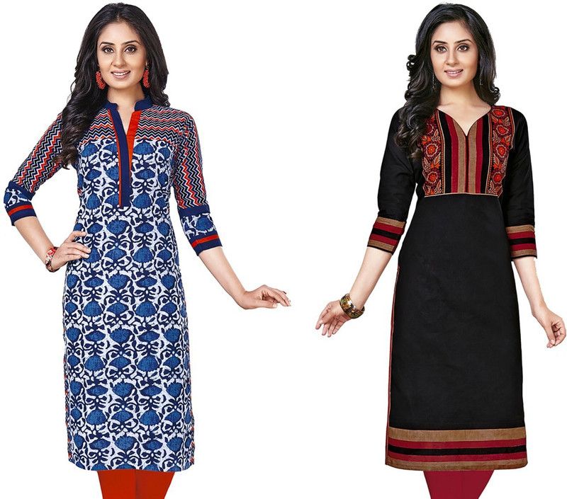 Unstitched Pure Cotton Kurta Fabric Printed, Solid