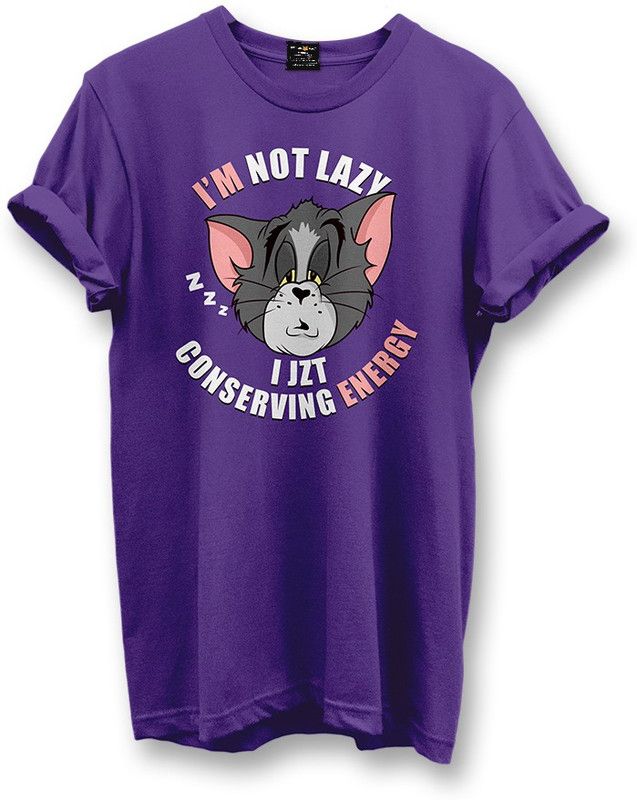 Women Typography Round Neck Organic Cotton Purple T-Shirt